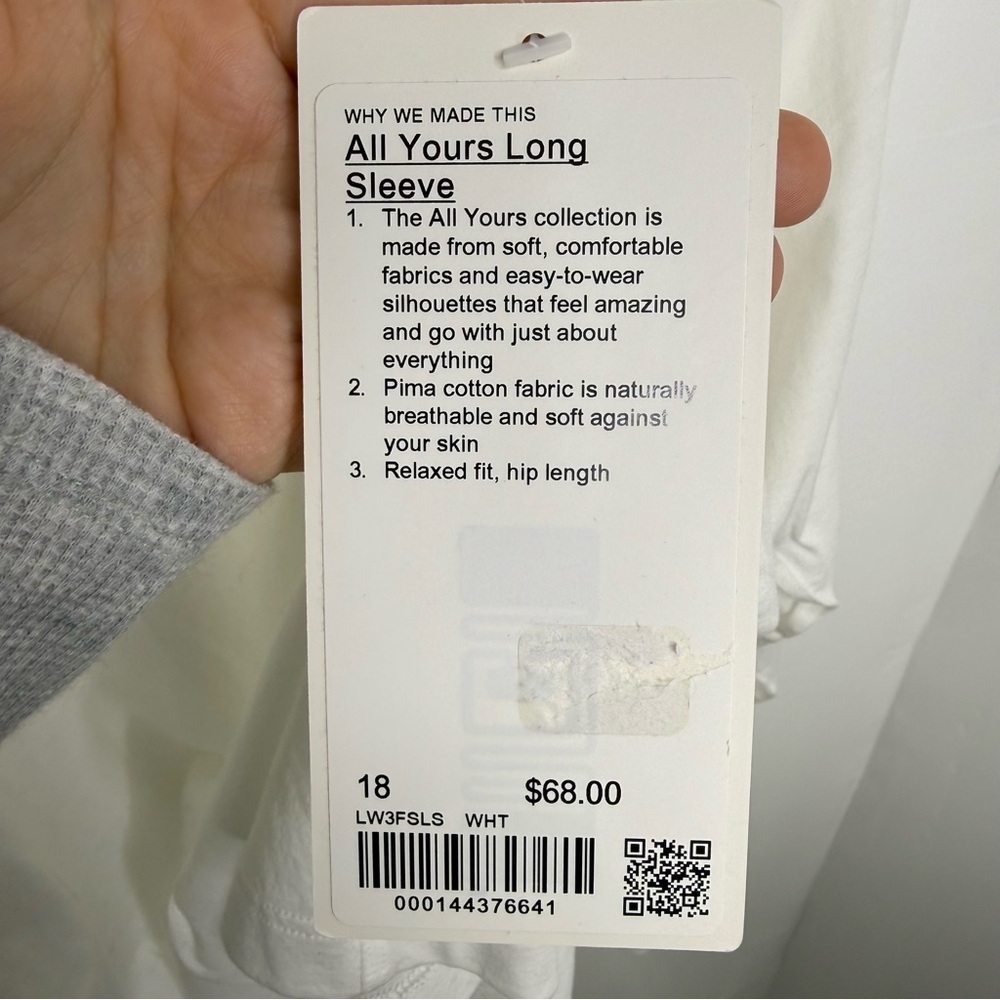 LULULEMON NWT White All Yours Long Sleeve Tee - Picture 6 of 8